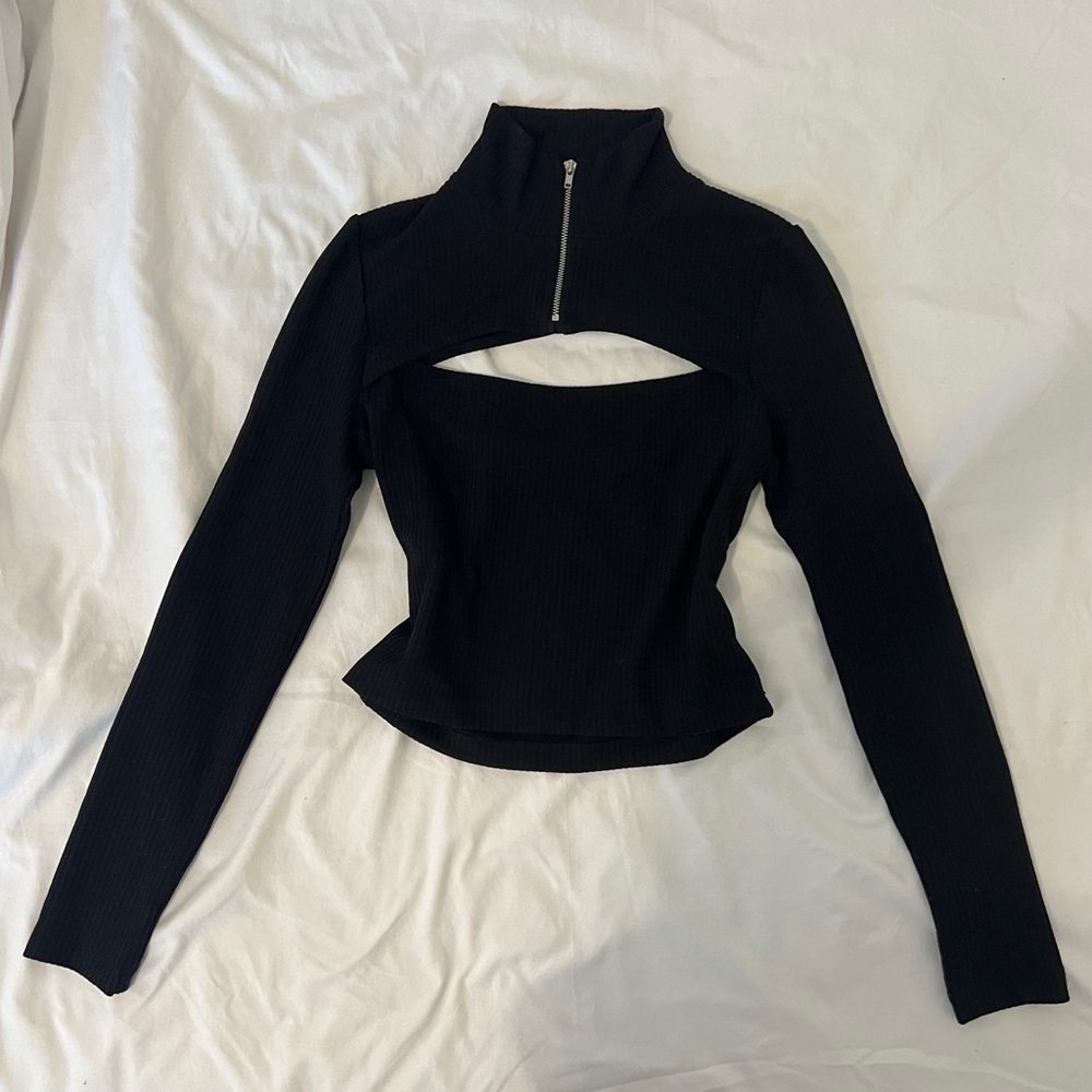 h&m ribbed turtle neck long sleeve top